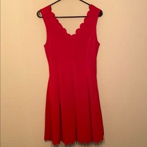 Romantic Scalloped Red Dress with Pockets 😍